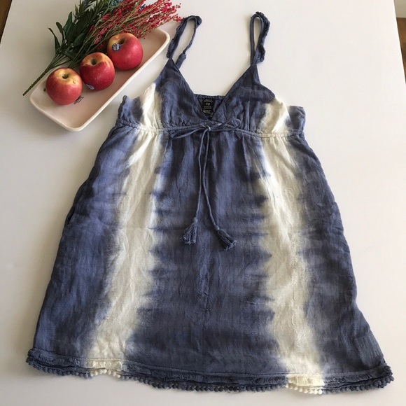 Dresses & Skirts - Blue/Cream Tye Dye Size 12 Adjustable Tank Dress